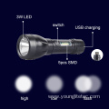 Plastic 3W LED flashlight hidden USB charge port